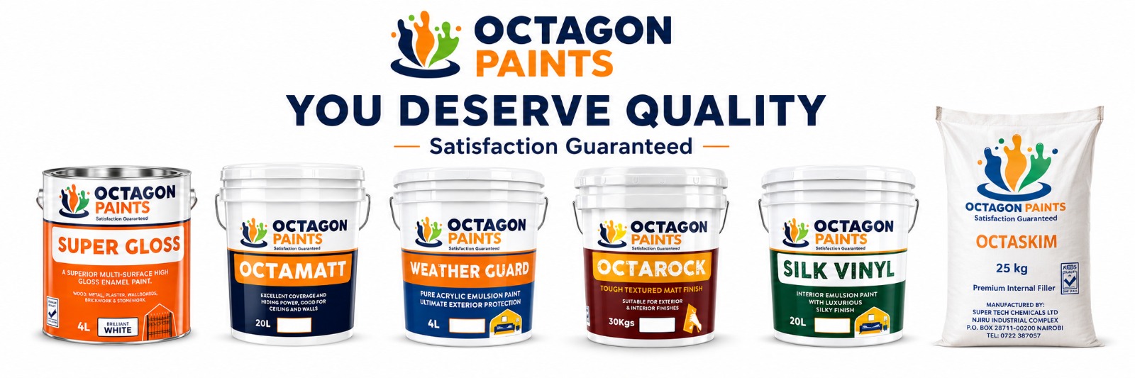 Octagon Paints product range banner with the message You Deserve Quality